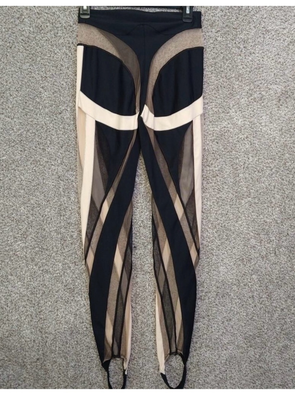 Mugler Black and Cream Geometric Stirrup Leggings